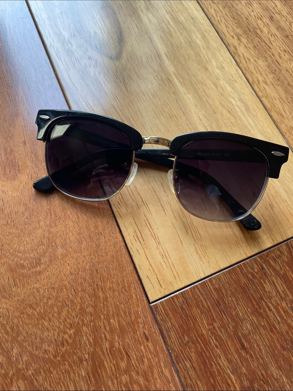 Aquaswiss Black and Gold Half-Rim Clubmaster Sunglasses